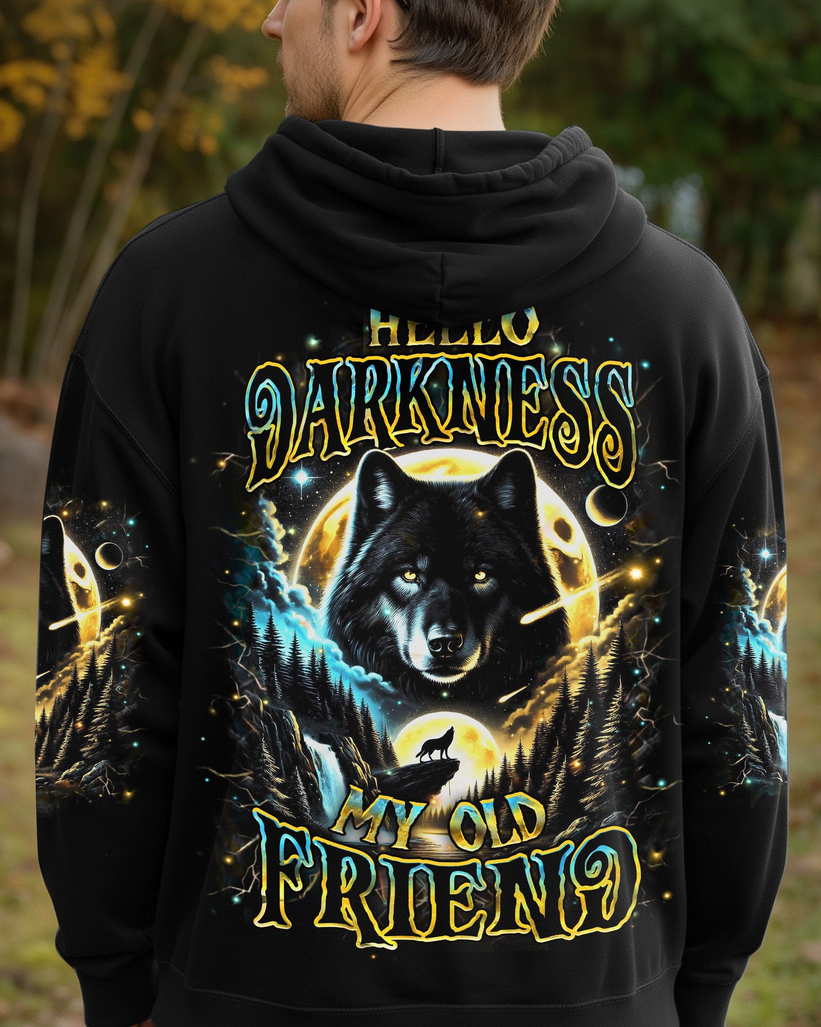 BLISSCORNERS HELLO DARKNESS MY OLD FRIEND WOLF ALL OVER PRINT