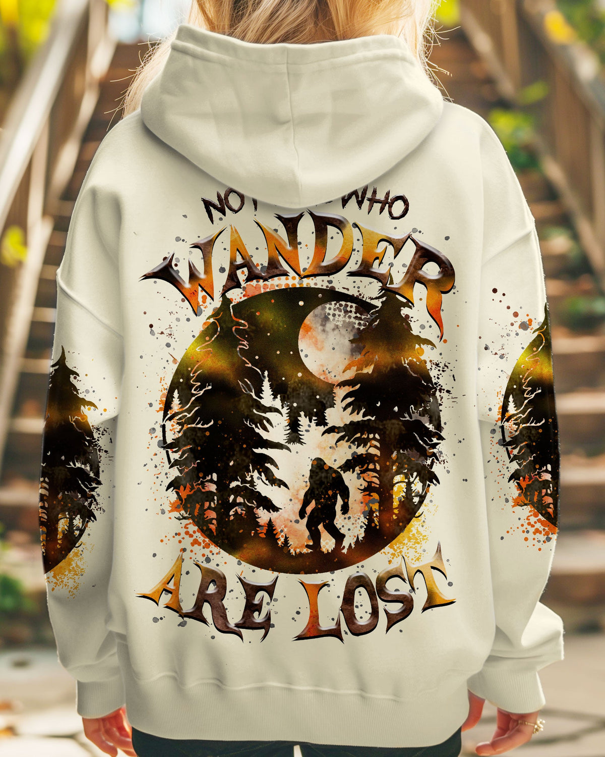 BLISSCORNERS NOT ALL WHO WANDER ARE LOST BIGFOOT MOON ALL OVER PRINT