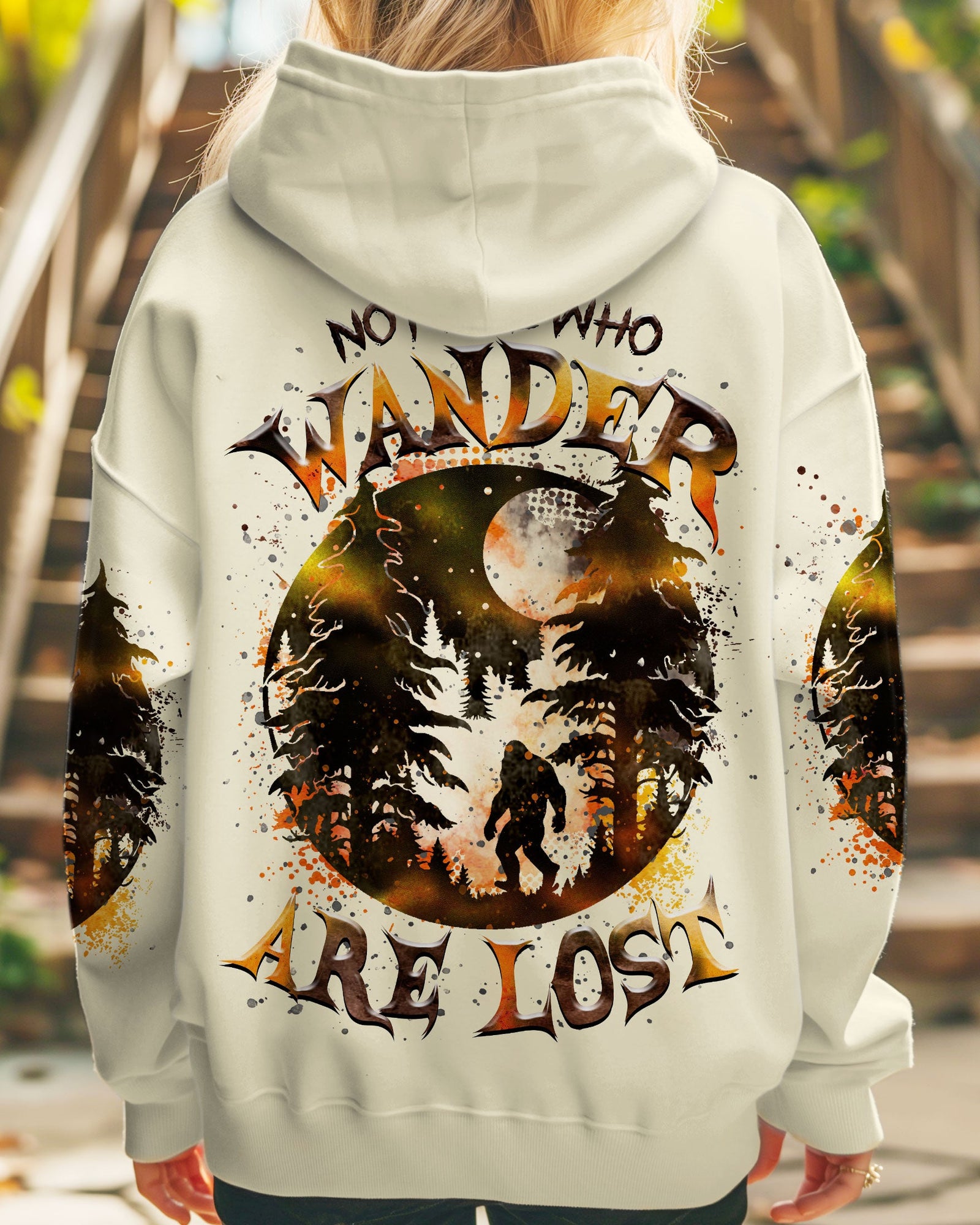 BLISSCORNERS NOT ALL WHO WANDER ARE LOST BIGFOOT MOON ALL OVER PRINT