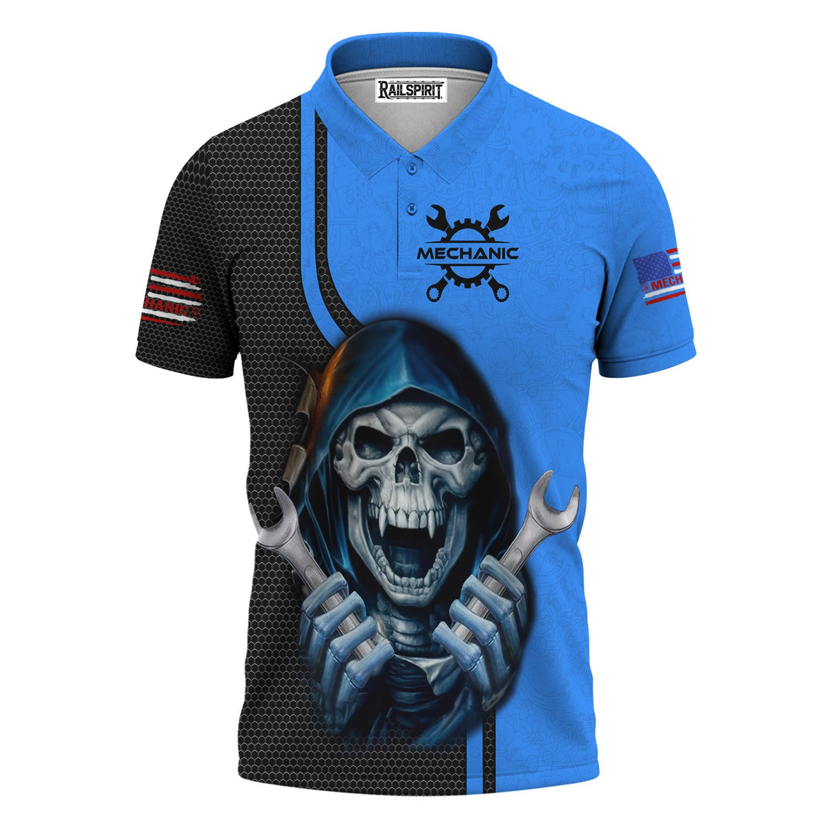 Blisscorners Mechanic Skull Shirt with Wrenches, Cool Automotive Apparel for Car Lovers, Gift for Mechanics & DIY Enthusiasts