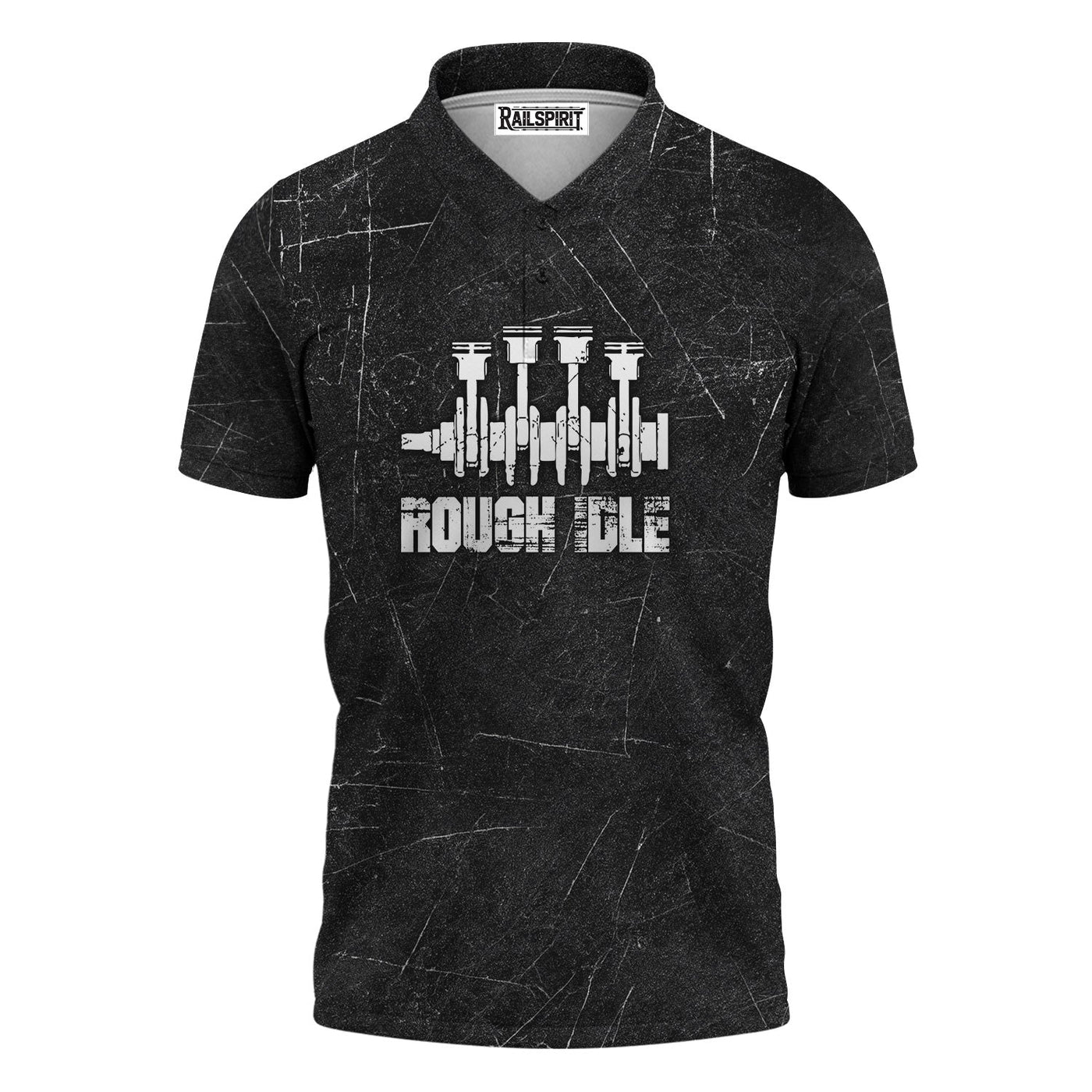 Blisscorners Rough Idle Mechanic Shirt, Car Engine Graphic Tee for Auto Enthusiasts, Car Lovers, and Gearheads, Unique Engine Design Shirt for Men & Women