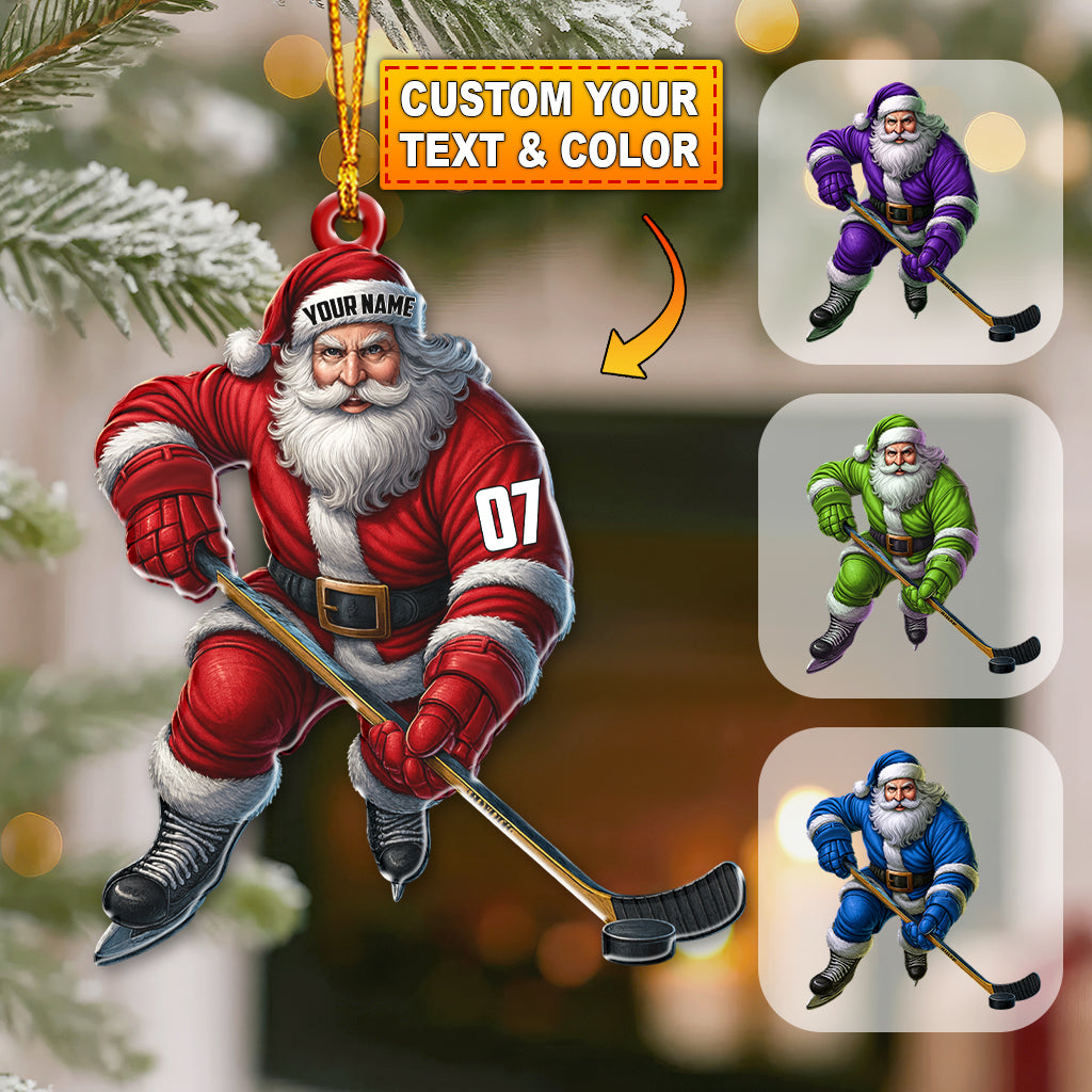 Blisscorners Christmas Hockey Santa, Home Decor, Christmas Ornament, Personalized Ornament2D Flat LM2111