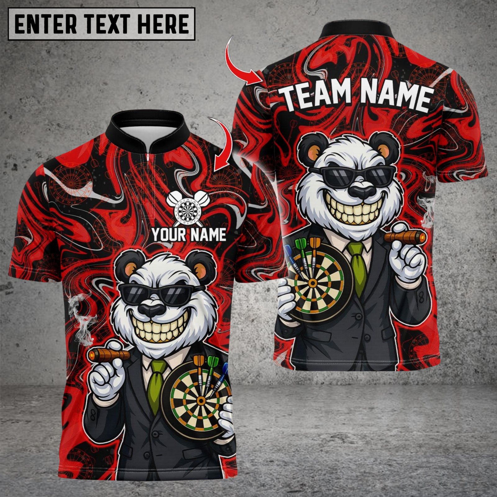 Blisscorners Darts Cool Panda Dartboard Design Multicolor Customized Name, Team Name 3D Shirts
