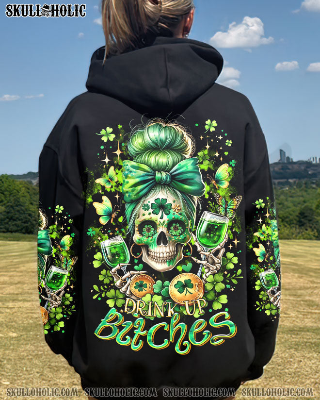 BLISSCORNERS DRINK UP B MESSY BUN SKULL PATRICK'S DAY ALL OVER PRINT