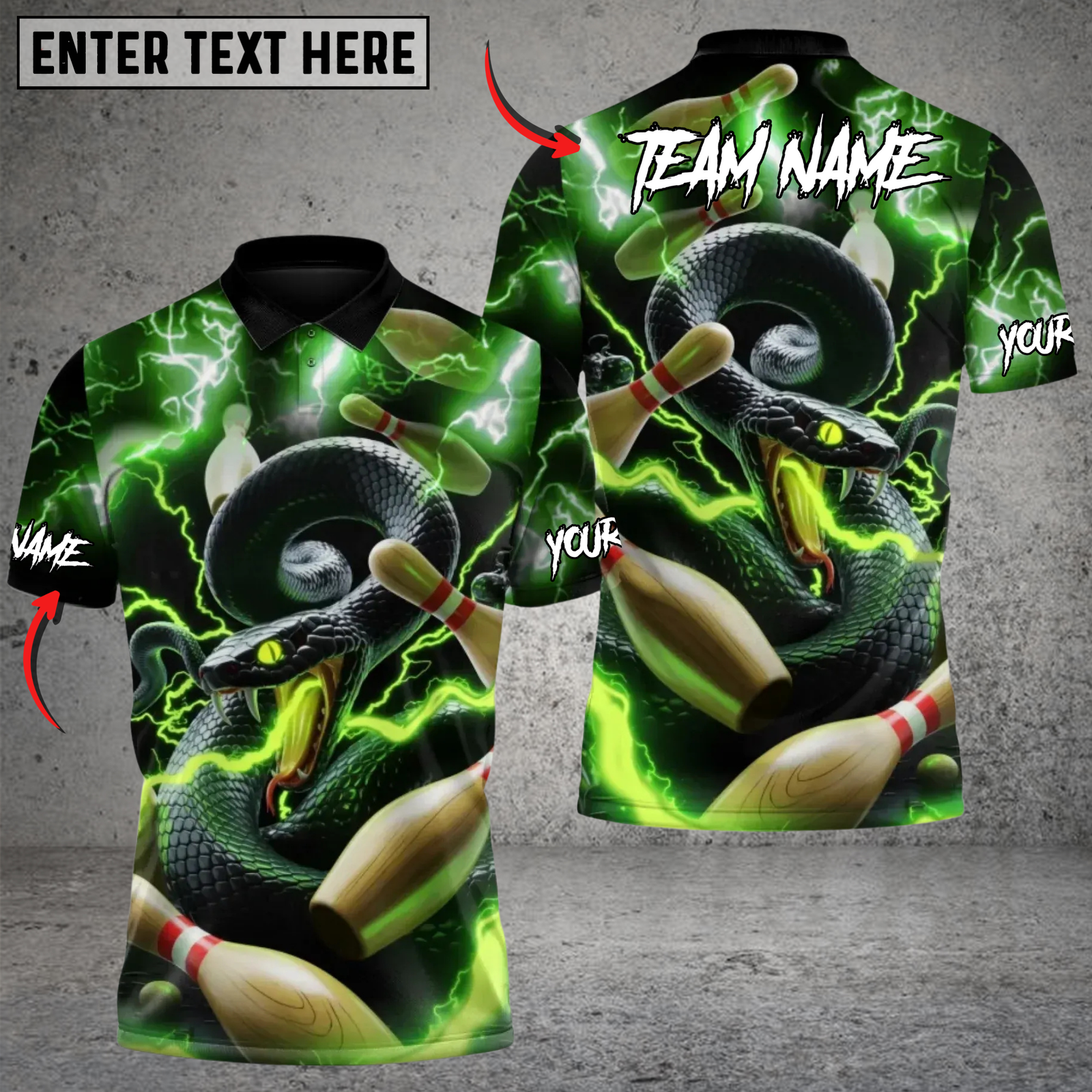 Blisscorners Venom Strike Edition Bowling Multicolor Customized Name, Team Name 3D Shirts