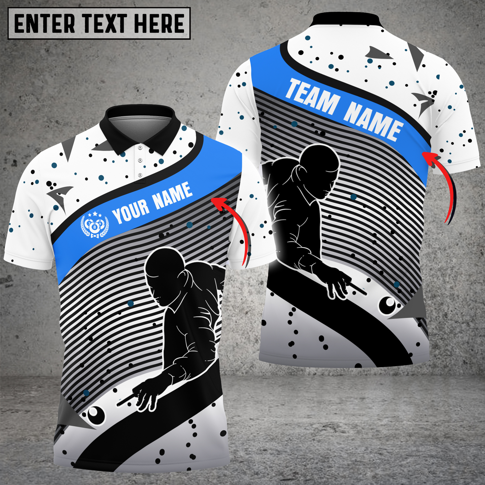 Blisscorners Billiards Dynamic Motion Multicolor Customized Name, Team Name 3D Shirt