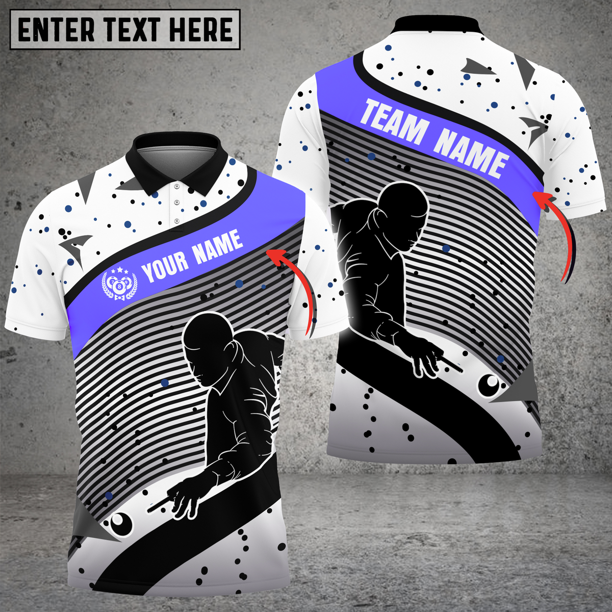 Blisscorners Billiards Dynamic Motion Multicolor Customized Name, Team Name 3D Shirt