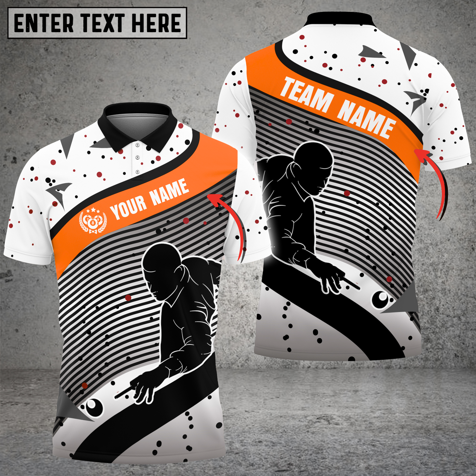 Blisscorners Billiards Dynamic Motion Multicolor Customized Name, Team Name 3D Shirt