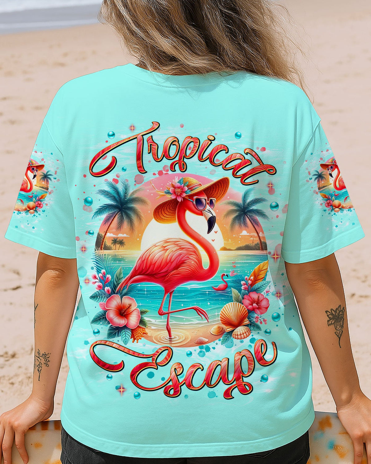 BLISSCORNERS TROPICAL ESCAPE FLAMINGO ALL OVER PRINT