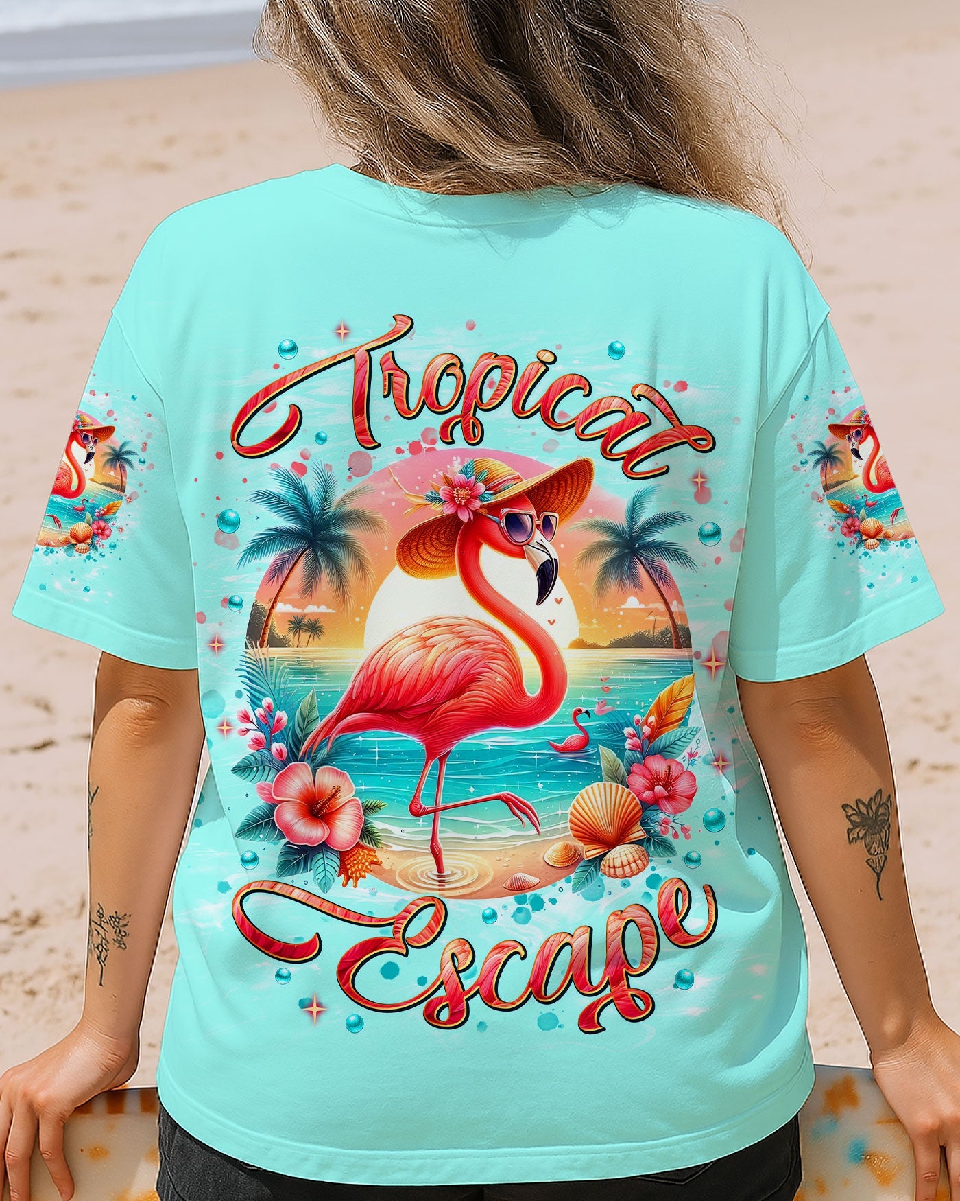 BLISSCORNERS TROPICAL ESCAPE FLAMINGO ALL OVER PRINT