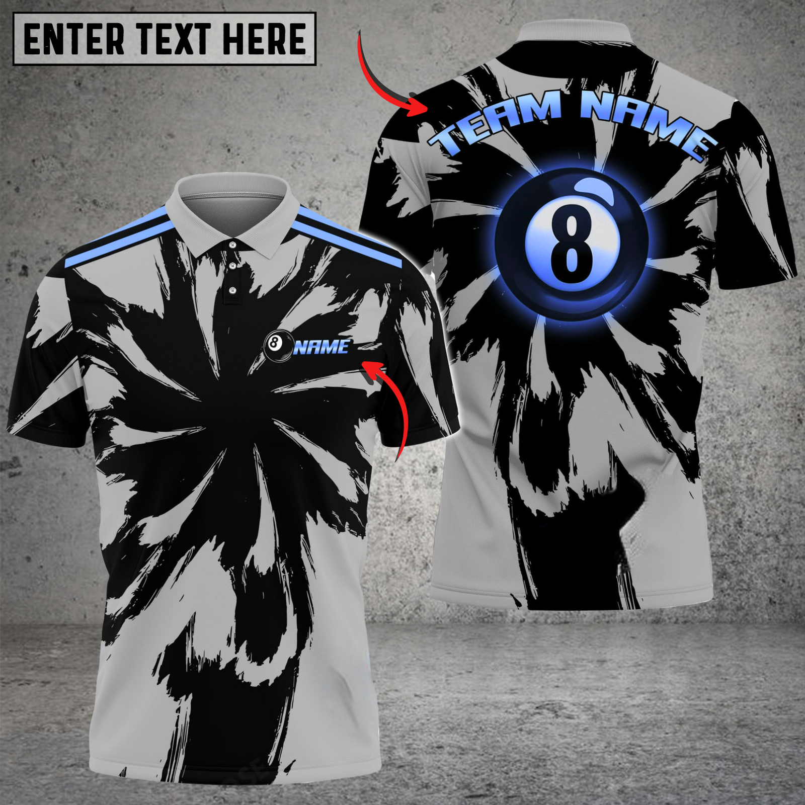 Blisscorners Billiards Black Gold Explosion Multicolor Customized Name, Team Name 3D Shirt