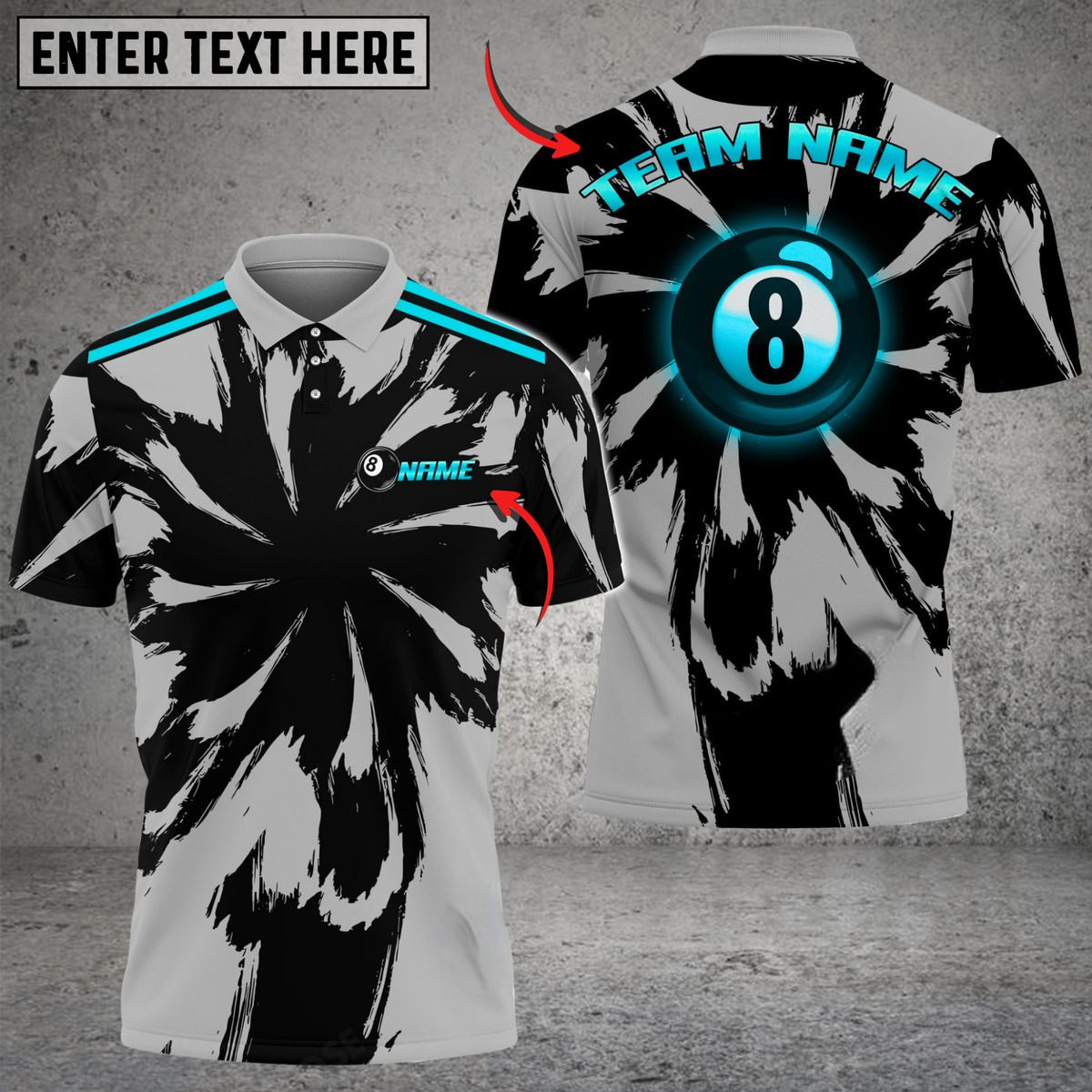 Blisscorners Billiards Black Gold Explosion Multicolor Customized Name, Team Name 3D Shirt