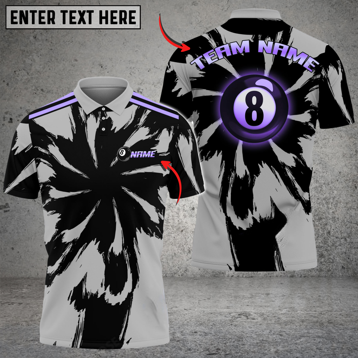 Blisscorners Billiards Black Gold Explosion Multicolor Customized Name, Team Name 3D Shirt