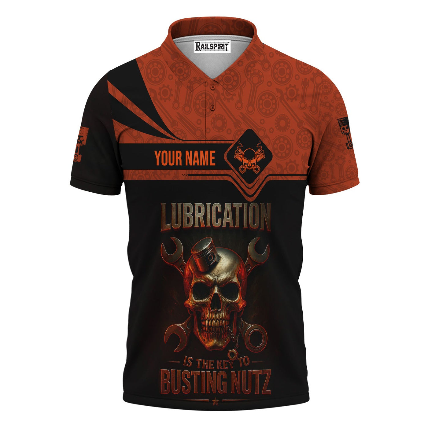 Blisscorners Personalized Mechanic Shirt, Lubrication Is The Key To Busting Nutz, Skull and Wrenches Design, Gift For Men