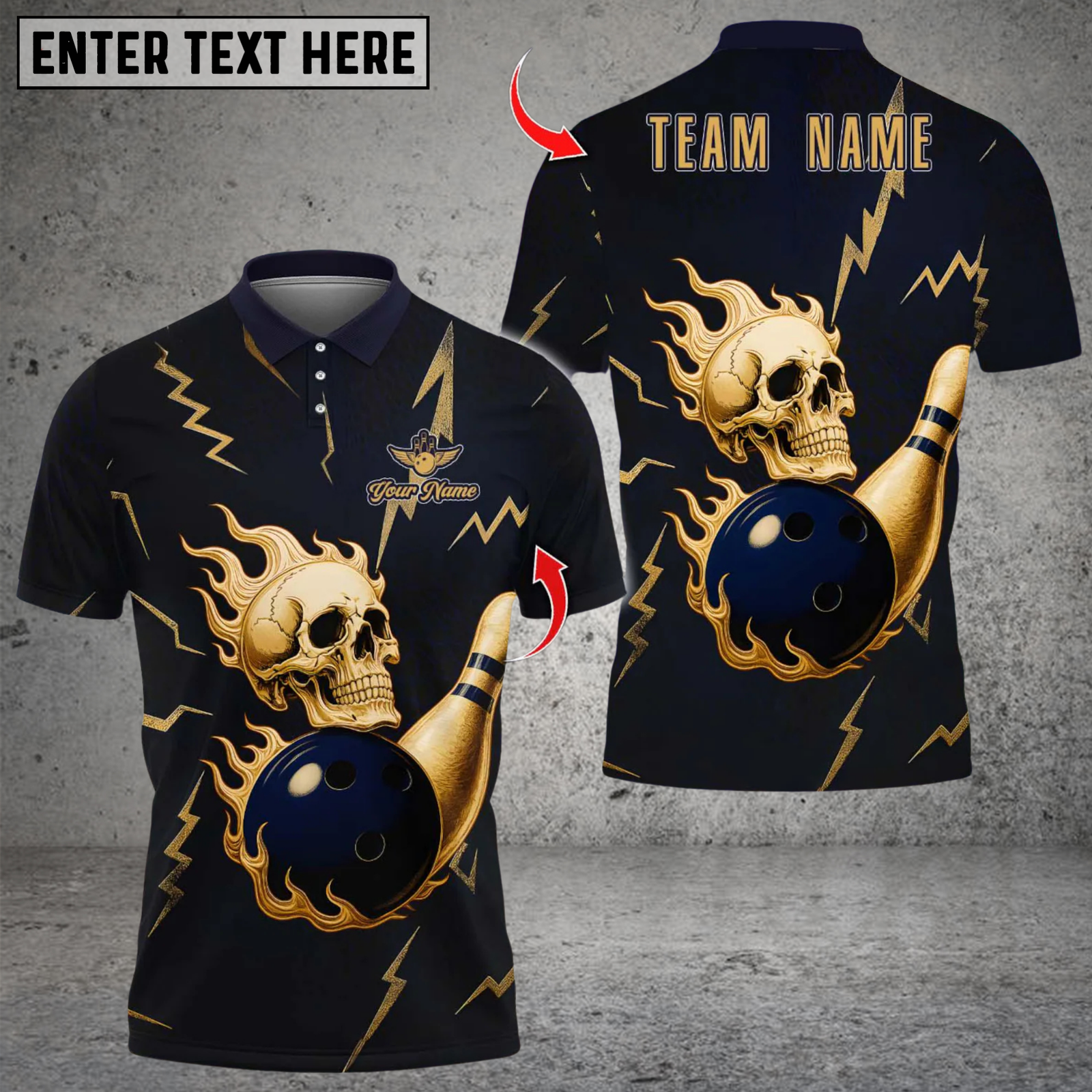 Blisscorners Metal Skull Bowling Multicolor Customized Name, Team Name 3D Shirts