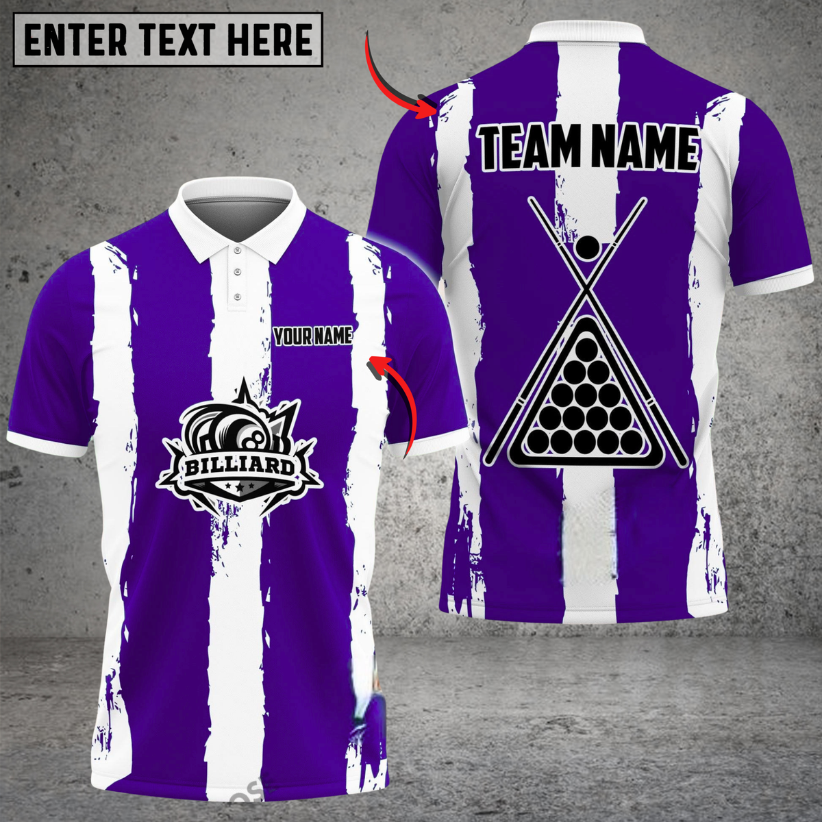 Blisscorners Billiards Classic Stripe Multicolor Customized Name, Team Name 3D Shirt