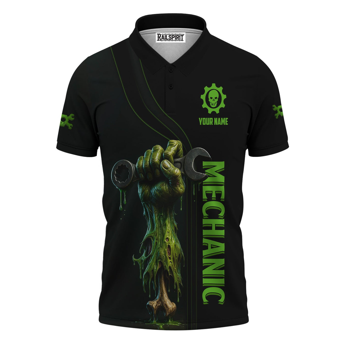 Blisscorners Personalized Mechanic Shirt, I Will Not Quit I'm A Mechanic Till I Die, Zombie and Wrenches Design, Gift For Men