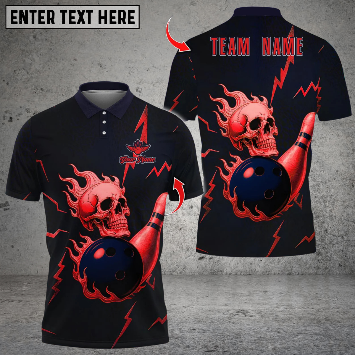 Blisscorners Metal Skull Bowling Multicolor Customized Name, Team Name 3D Shirts