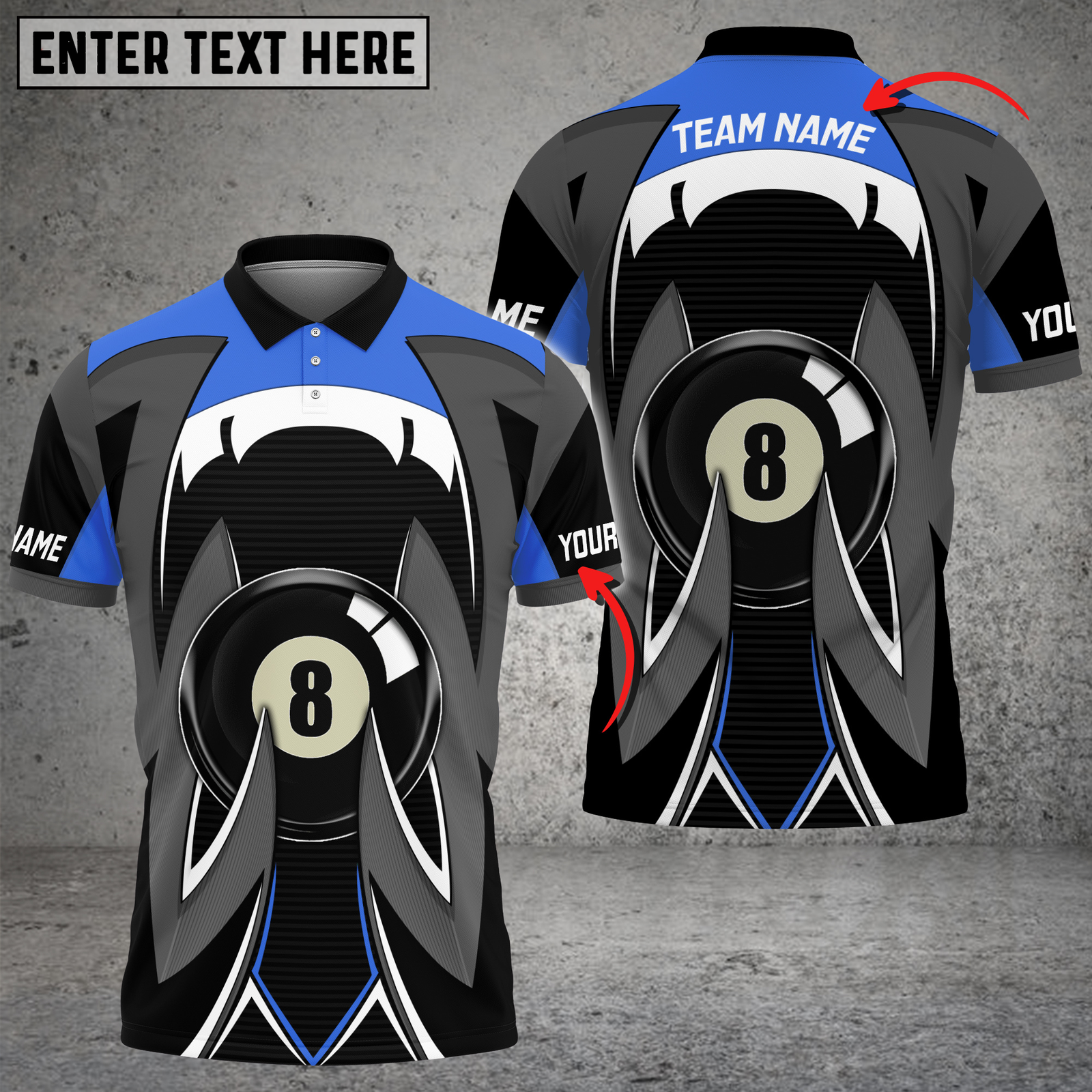Blisscorners Billiards Sharp Claw Multicolor Customized Name, Team Name 3D Shirt