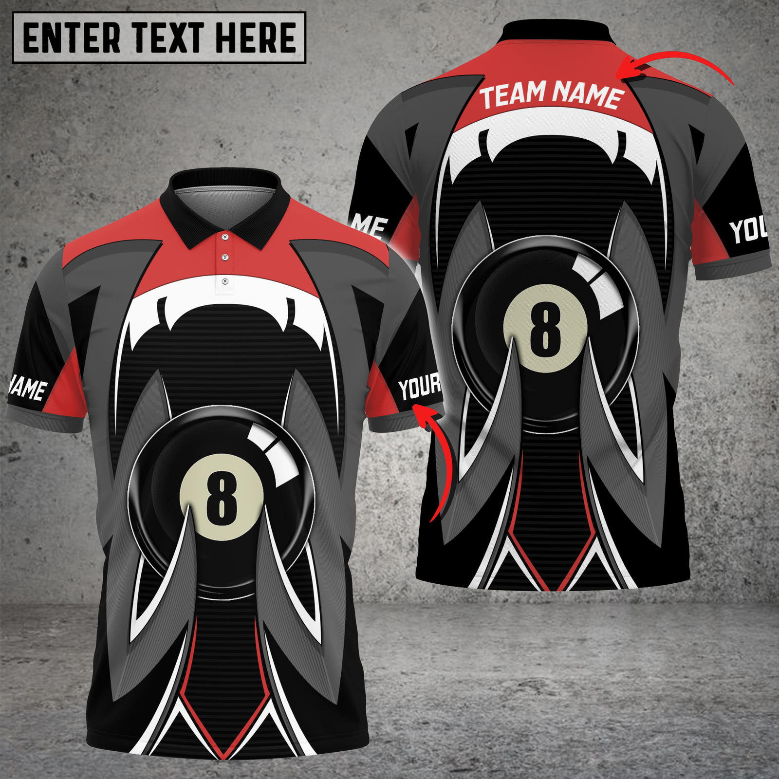 Blisscorners Billiards Sharp Claw Multicolor Customized Name, Team Name 3D Shirt
