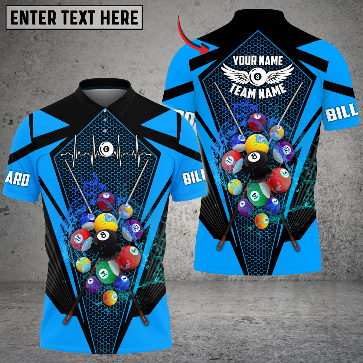 Blisscorners Billiards Neon Burst Pool Balls Multicolor Customized Name, Team Name 3D Shirt