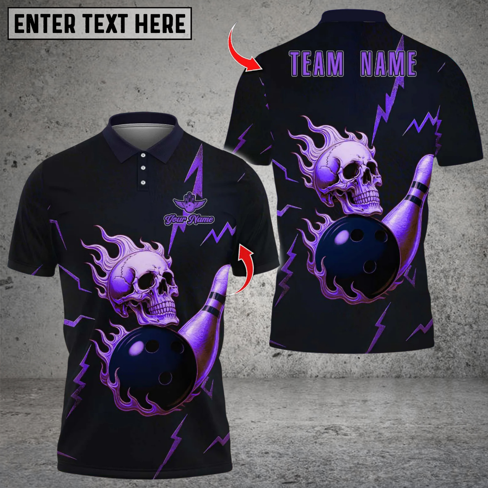 Blisscorners Metal Skull Bowling Multicolor Customized Name, Team Name 3D Shirts