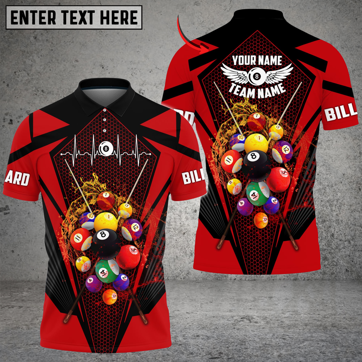 Blisscorners Billiards Neon Burst Pool Balls Multicolor Customized Name, Team Name 3D Shirt