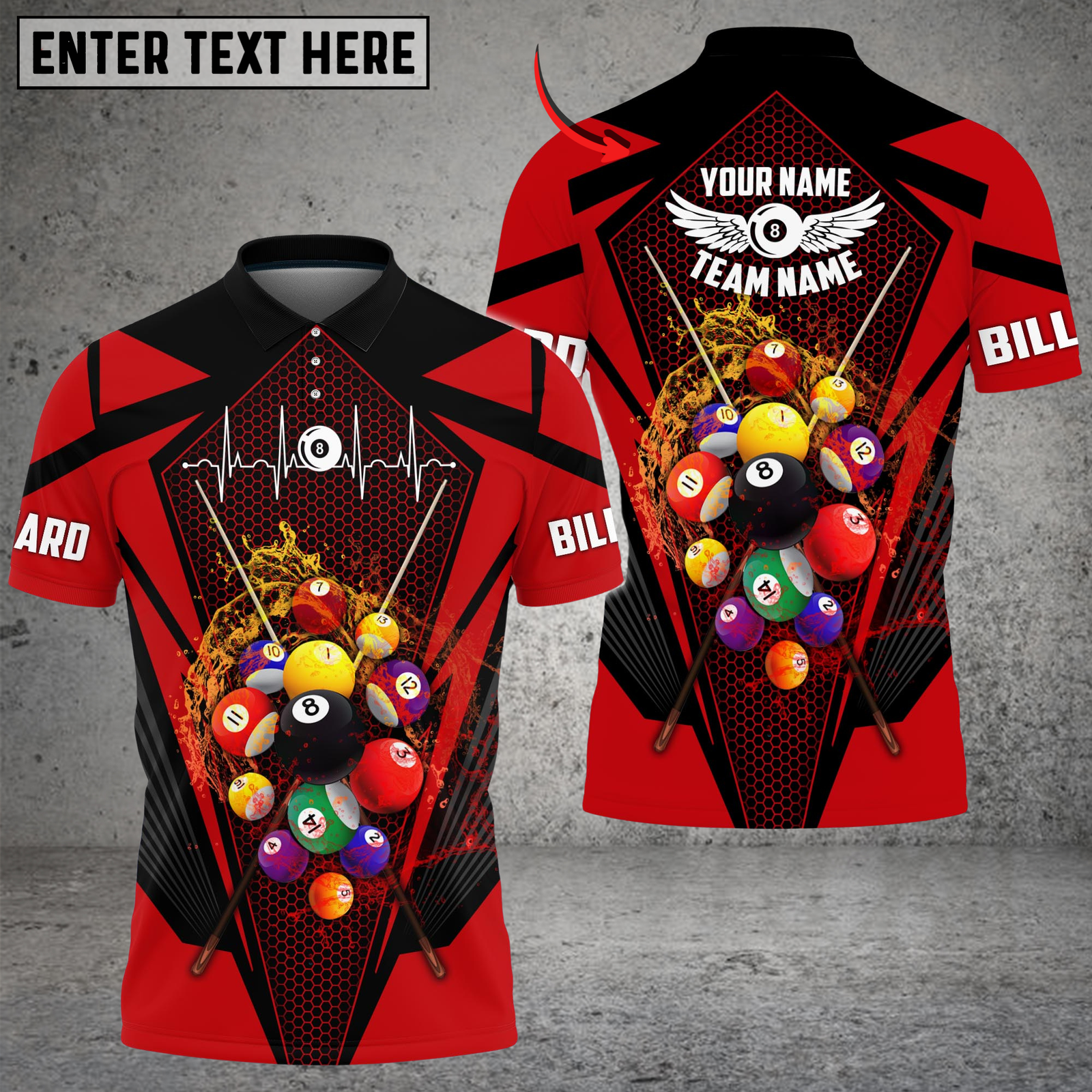 Blisscorners Billiards Neon Burst Pool Balls Multicolor Customized Name, Team Name 3D Shirt