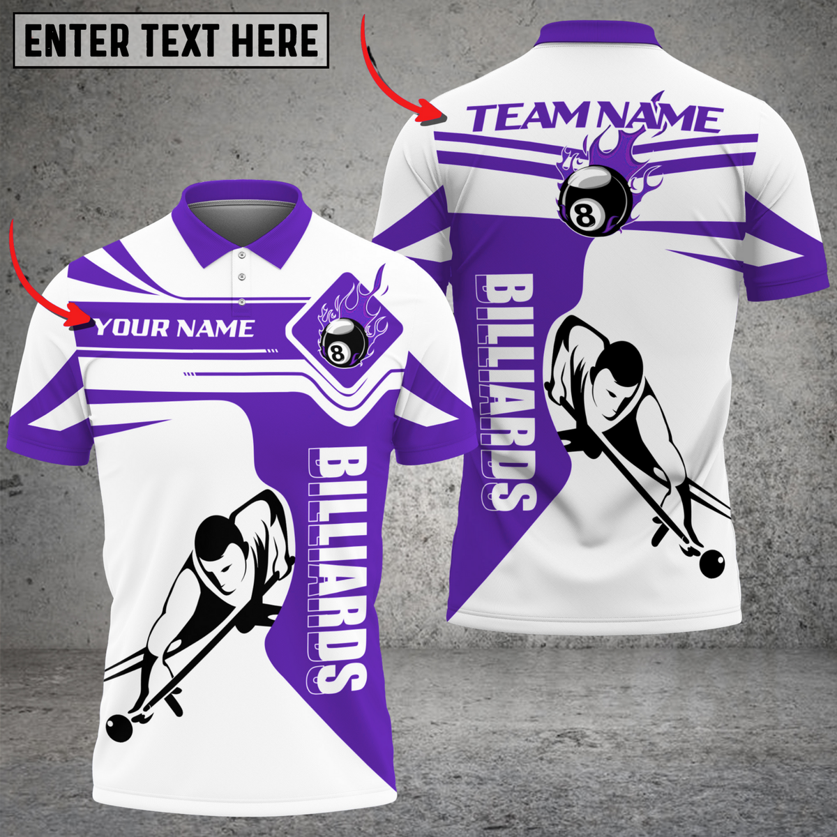 Blisscorners Billiards Fire Streak Multicolor Customized Name, Team Name 3D Shirt
