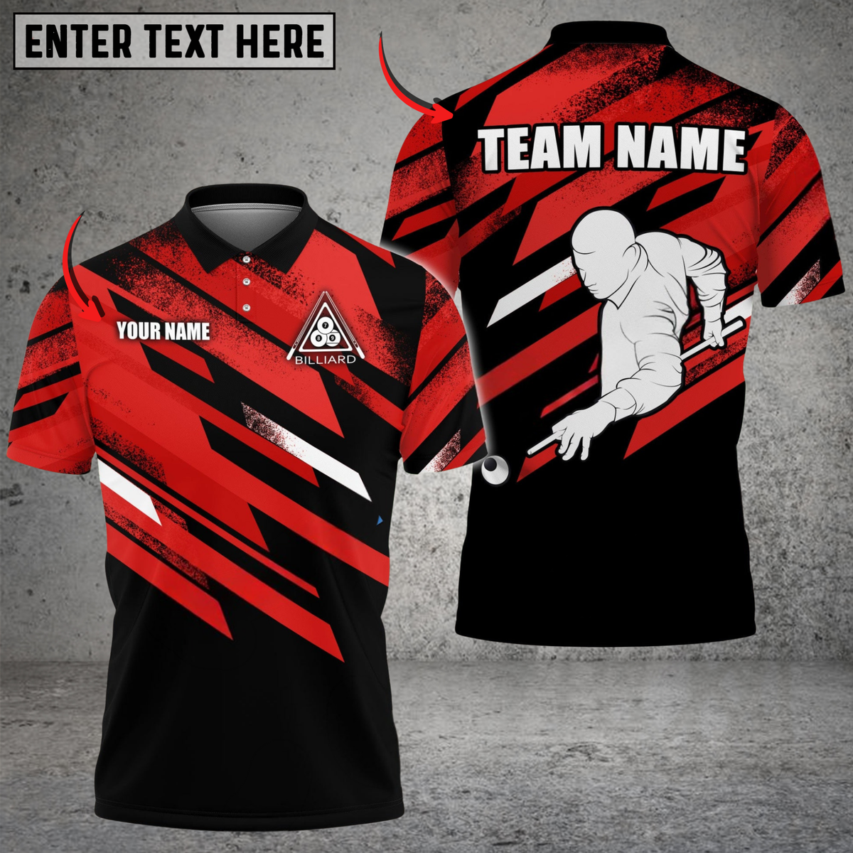 Blisscorners Billiards Slash Motion Multicolor Customized Name, Team Name 3D Shirt