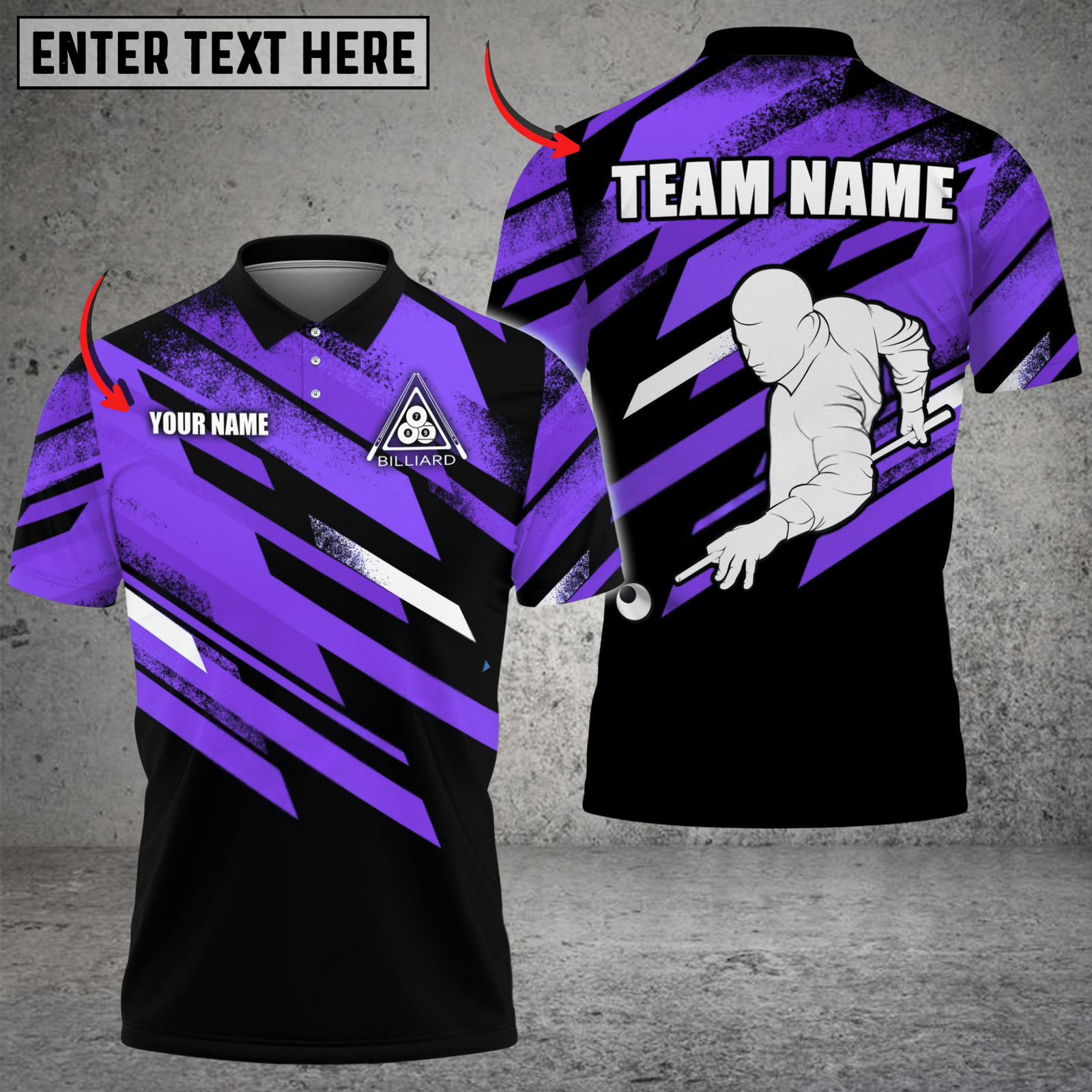 Blisscorners Billiards Slash Motion Multicolor Customized Name, Team Name 3D Shirt