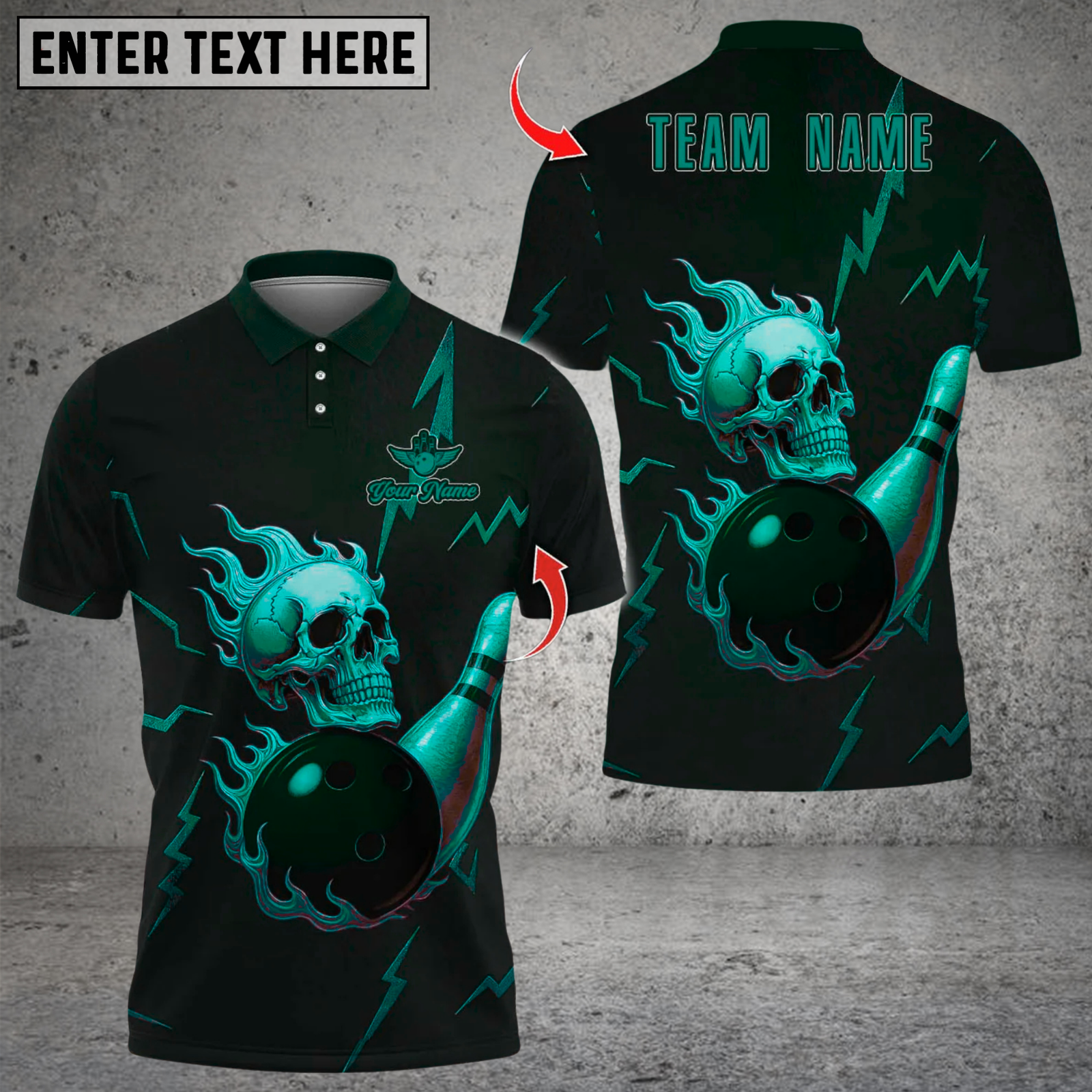 Blisscorners Metal Skull Bowling Multicolor Customized Name, Team Name 3D Shirts