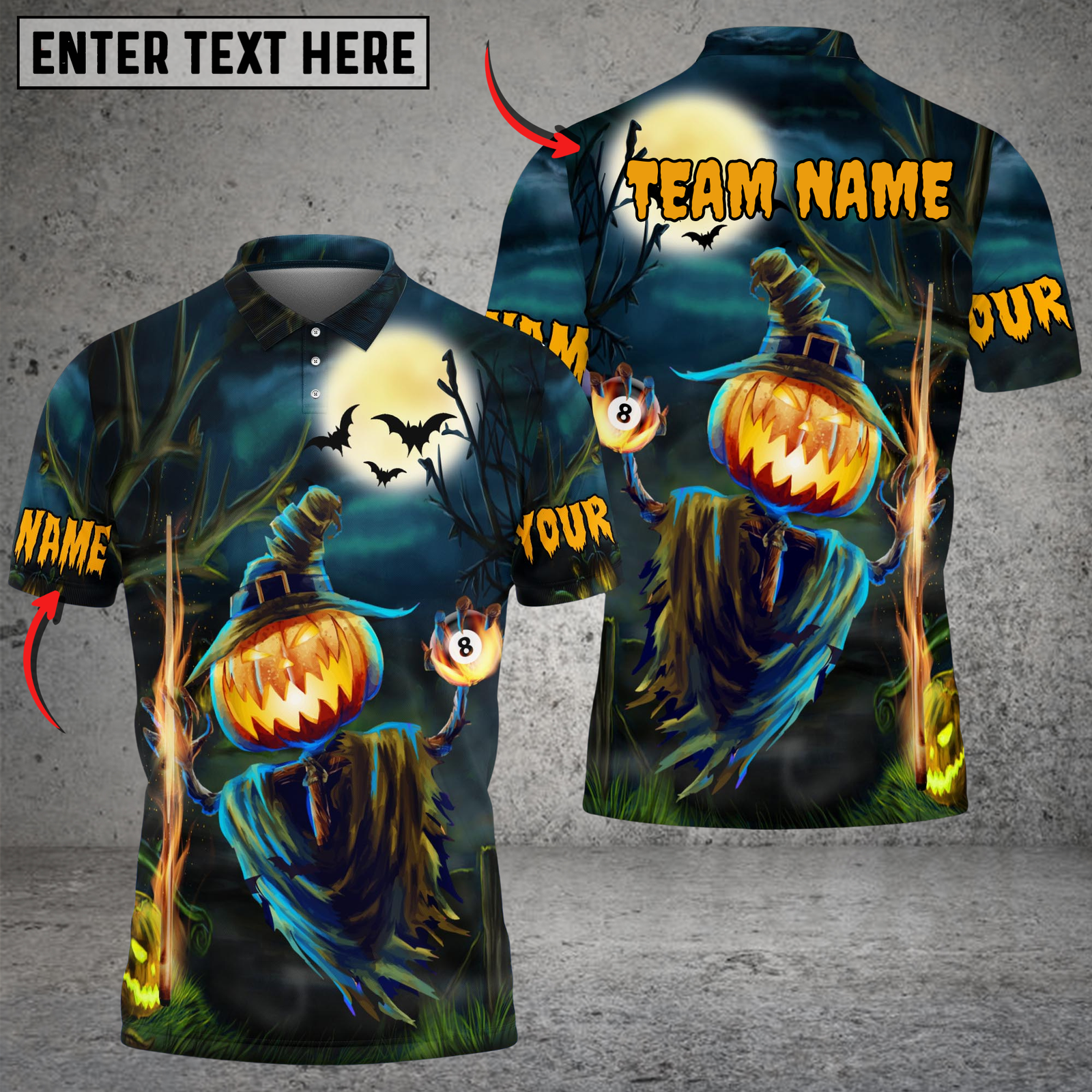 Blisscorners Billiards Halloween Pumpkin Night Personalized Name 3D Unisex Shirt