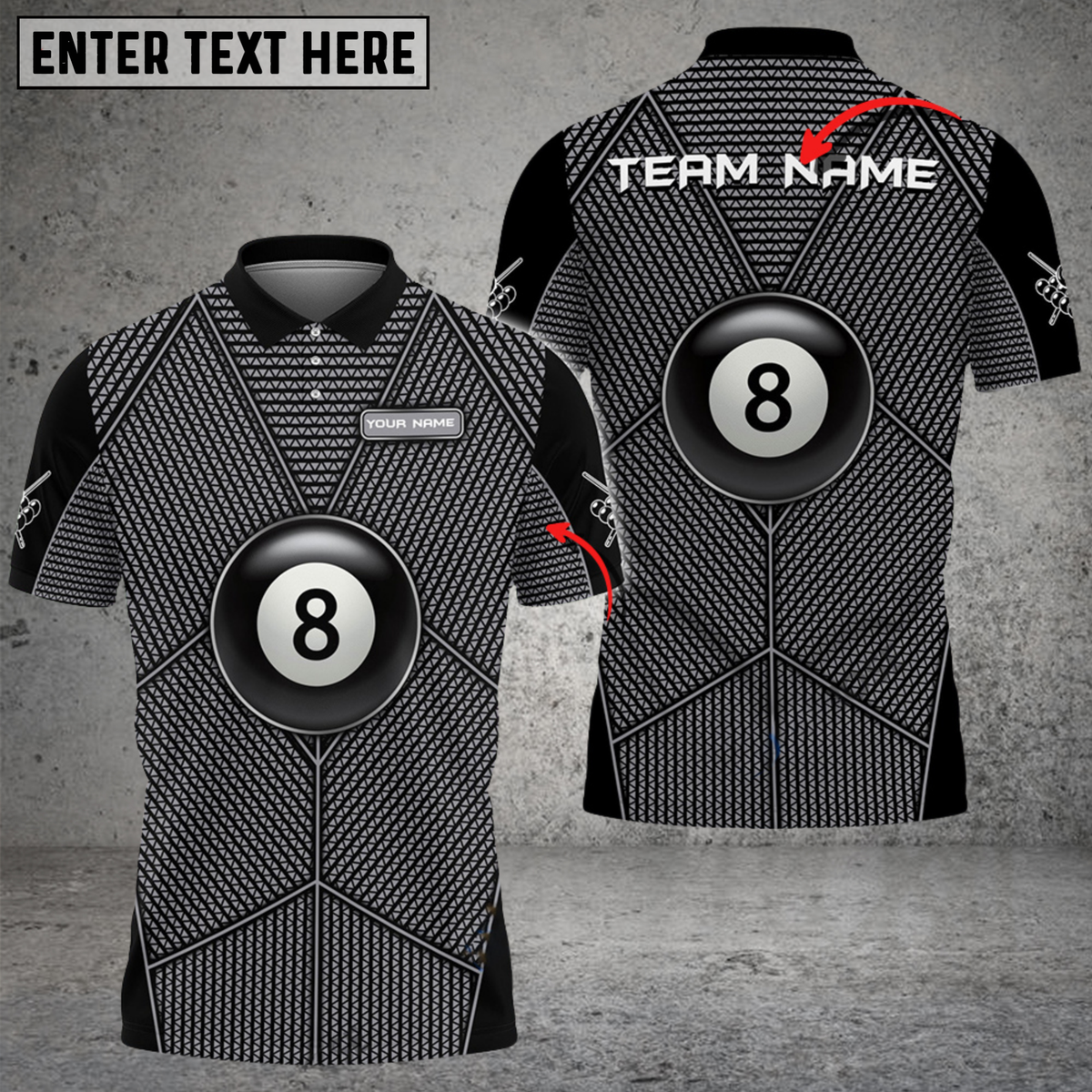Blisscorners Billiards Geometric Black Pattern Personalized Name 3D Unisex Shirt
