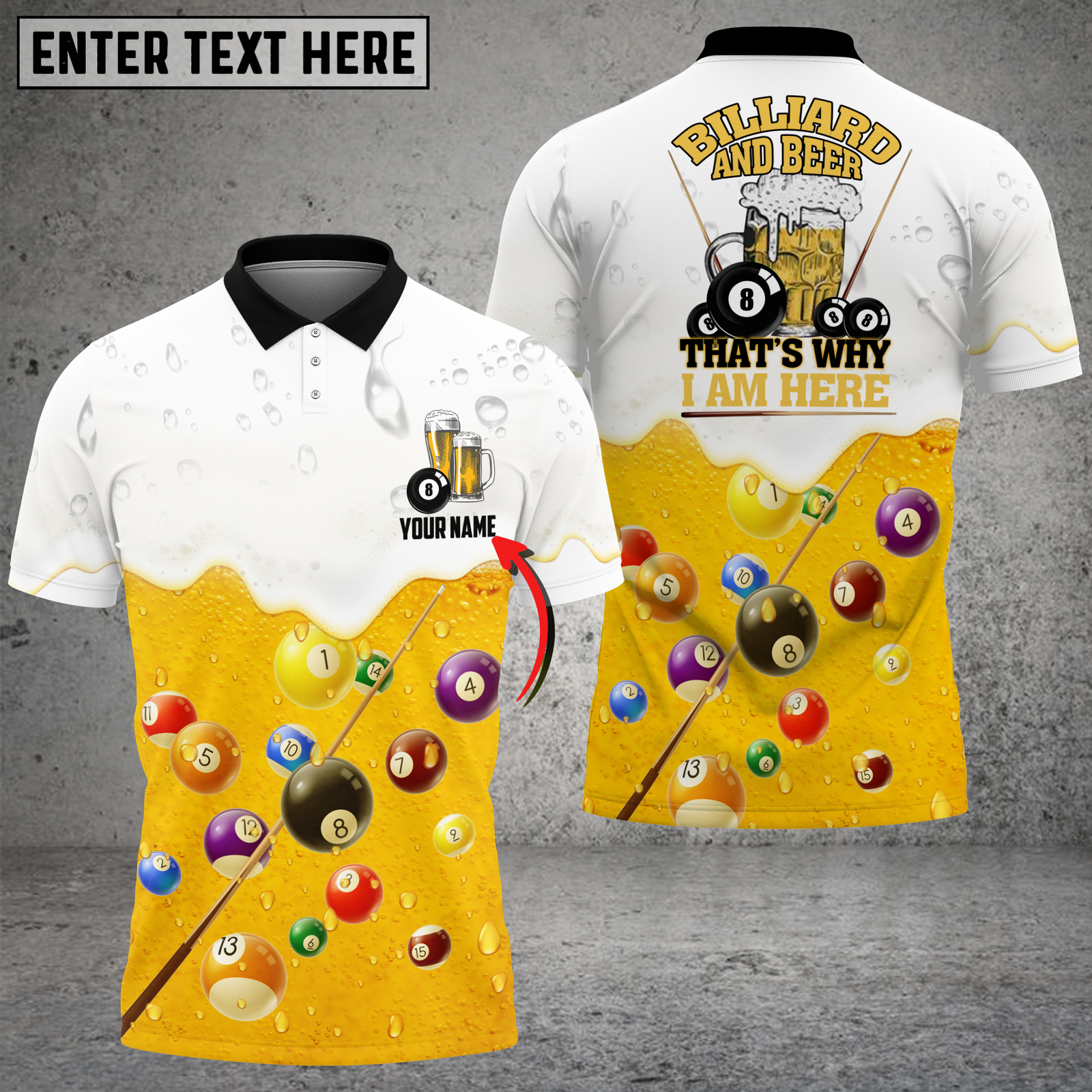 Blisscorners Billiards Beer and Pool Fun Personalized Name 3D Unisex Shirt