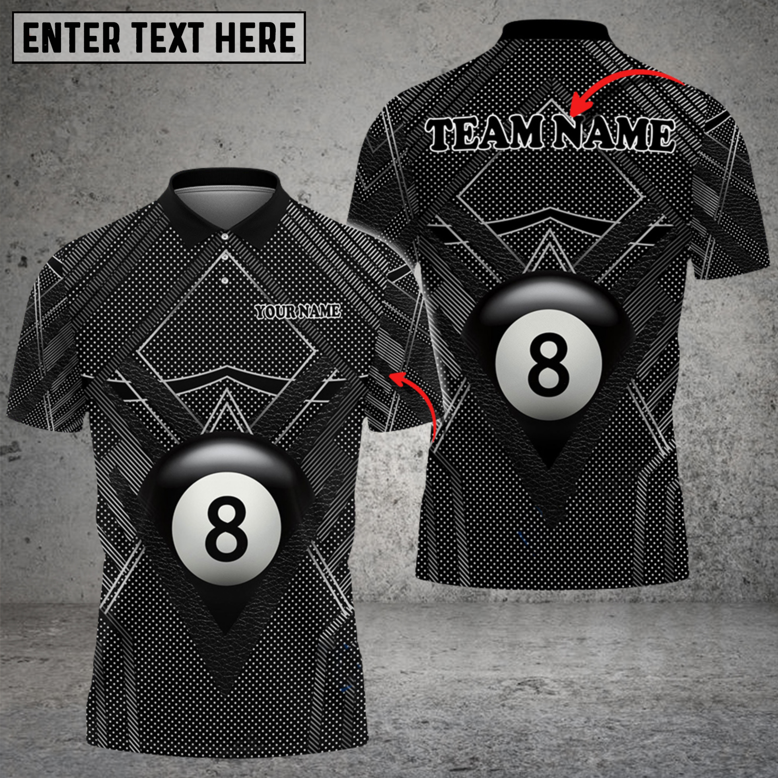 Blisscorners Billiards Modern Black Dot Style Personalized Name 3D Unisex Shirt