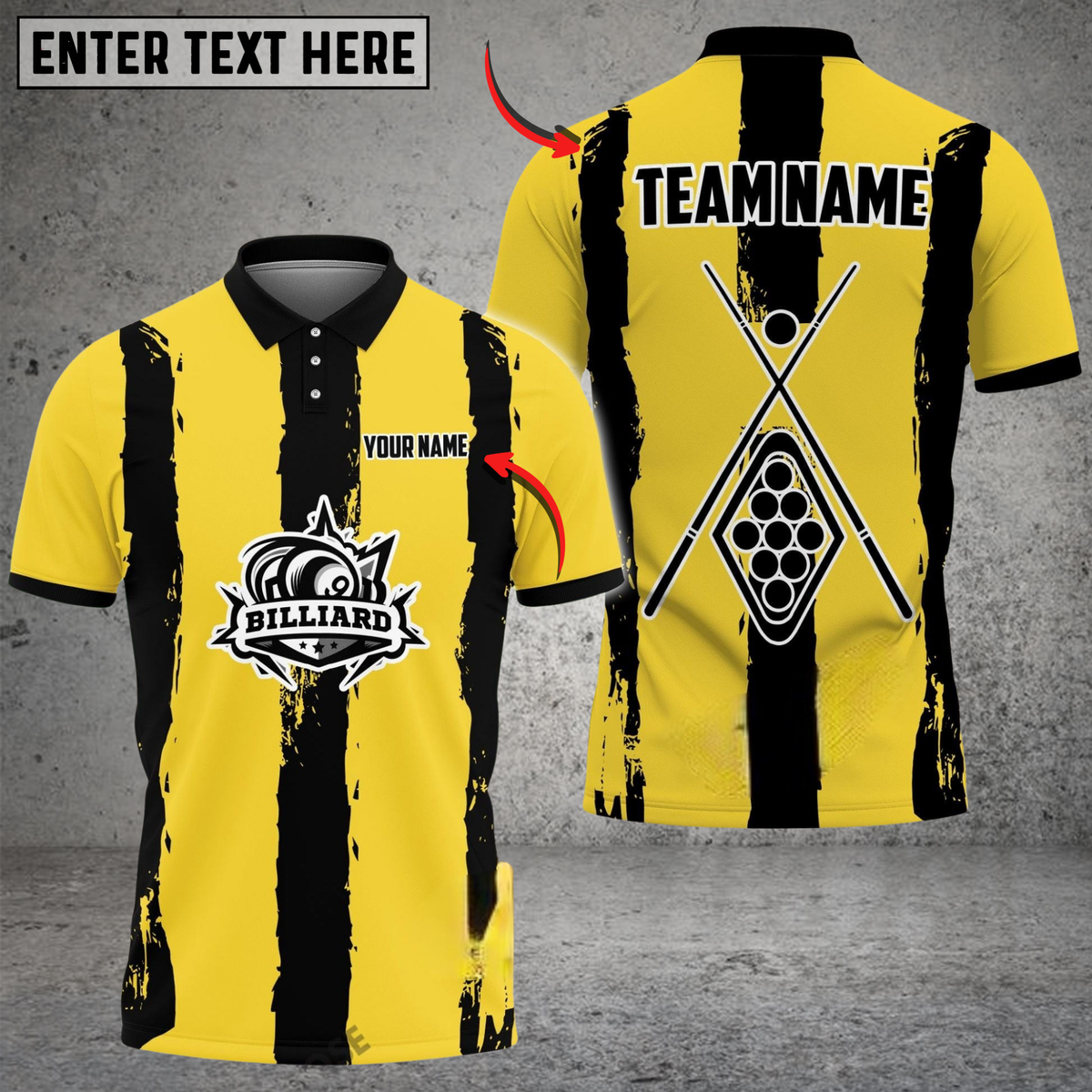 Blisscorners Billiards Yellow Stripe Classic Personalized Name 3D Unisex Shirt