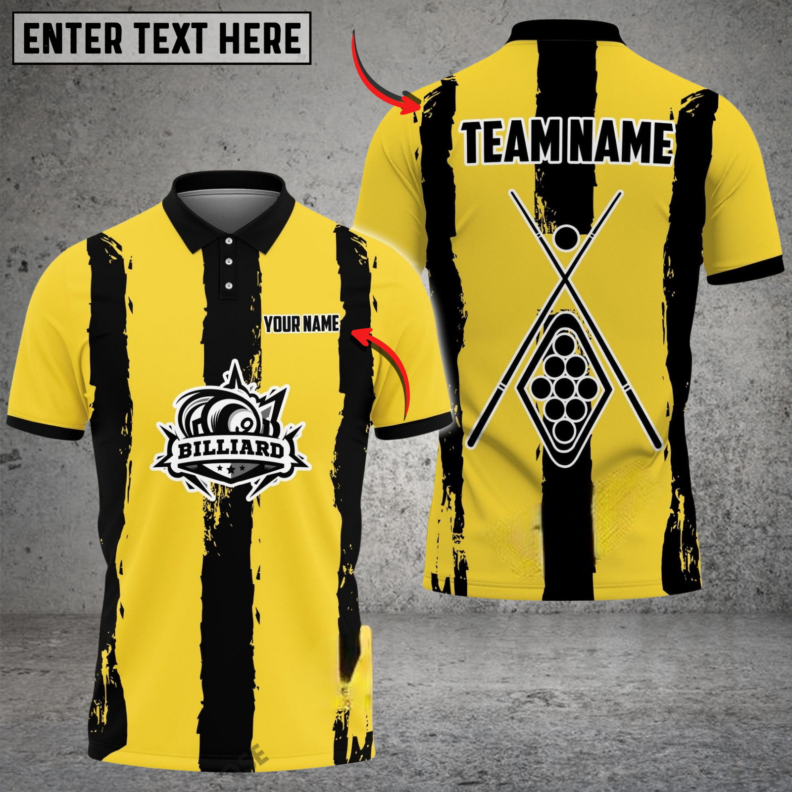 Blisscorners Billiards Yellow Stripe Classic Personalized Name 3D Unisex Shirt