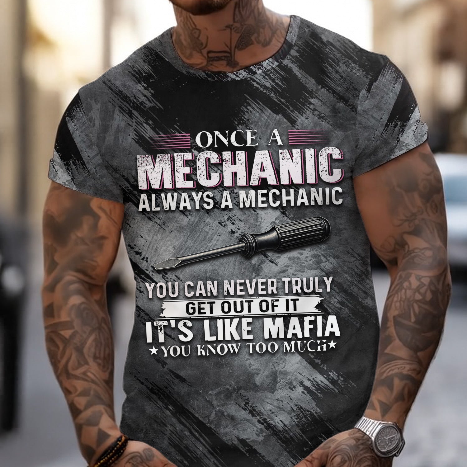 Blisscorners Once A Mechanic Always A Mechanic Shirt Funny Printed Vintage Mechanic Unisex T Shirt Screwdriver Design