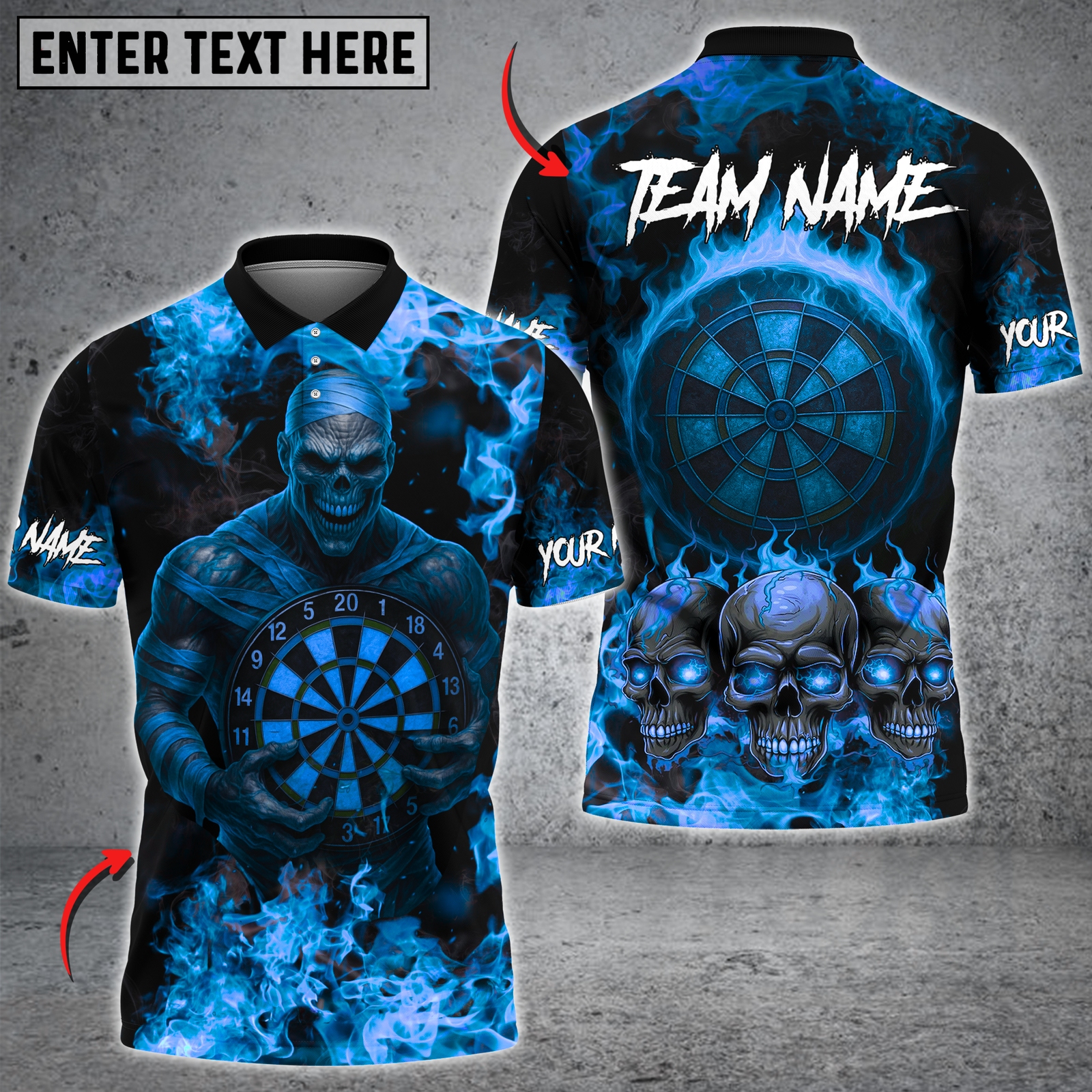 Blisscorners Mummy Inferno Darts Multicolor Customized Name, Team Name 3D Shirts