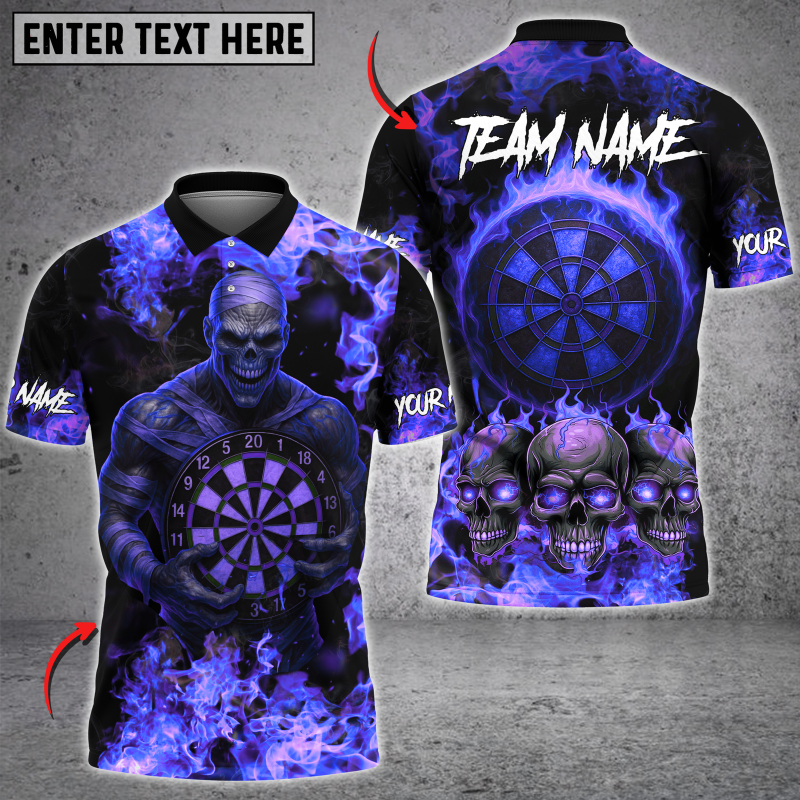 Blisscorners Mummy Inferno Darts Multicolor Customized Name, Team Name 3D Shirts