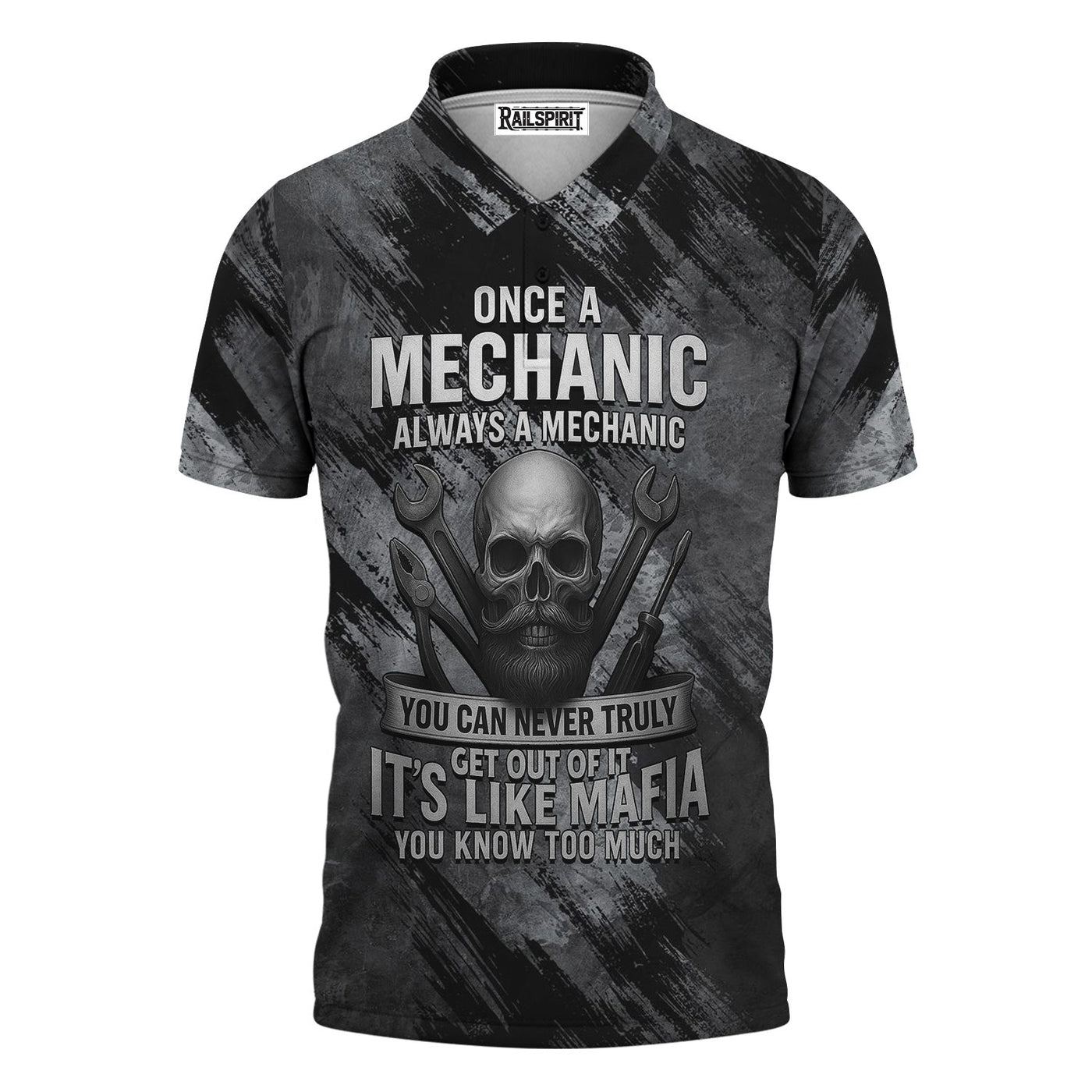 Blisscorners Once A Mechanic Always A Mechanic Shirt Funny Printed Vintage Mechanic Unisex T Shirt Skull and Mechanic Tools Design