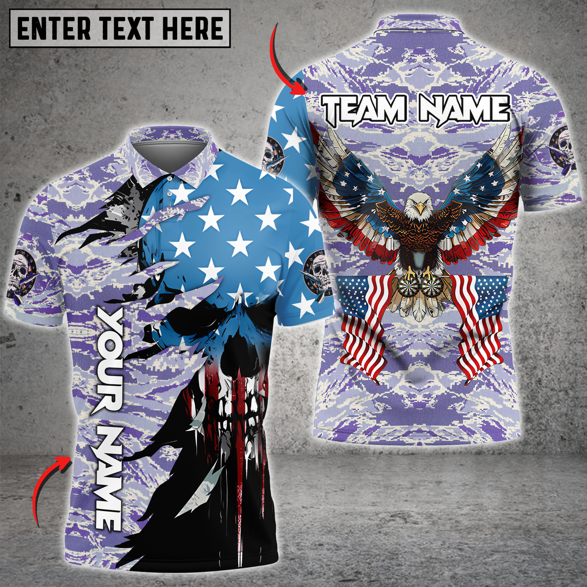 Blisscorners Darts Patriotic Eagle Multicolor Customized Name, Team Name 3D Shirts