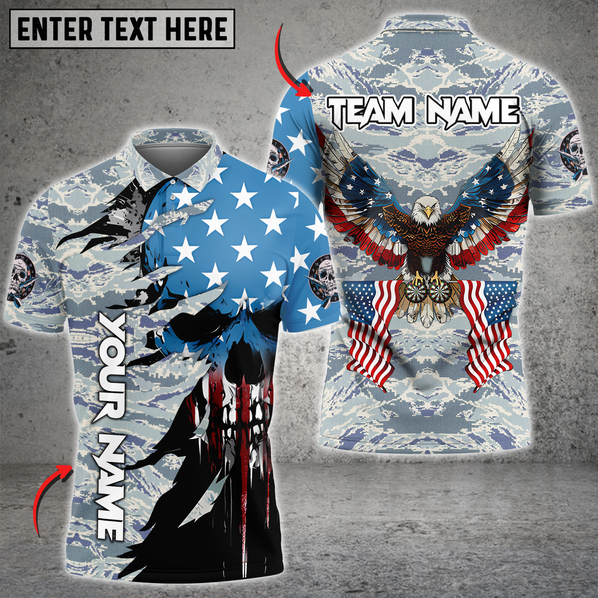 Blisscorners Darts Patriotic Eagle Multicolor Customized Name, Team Name 3D Shirts