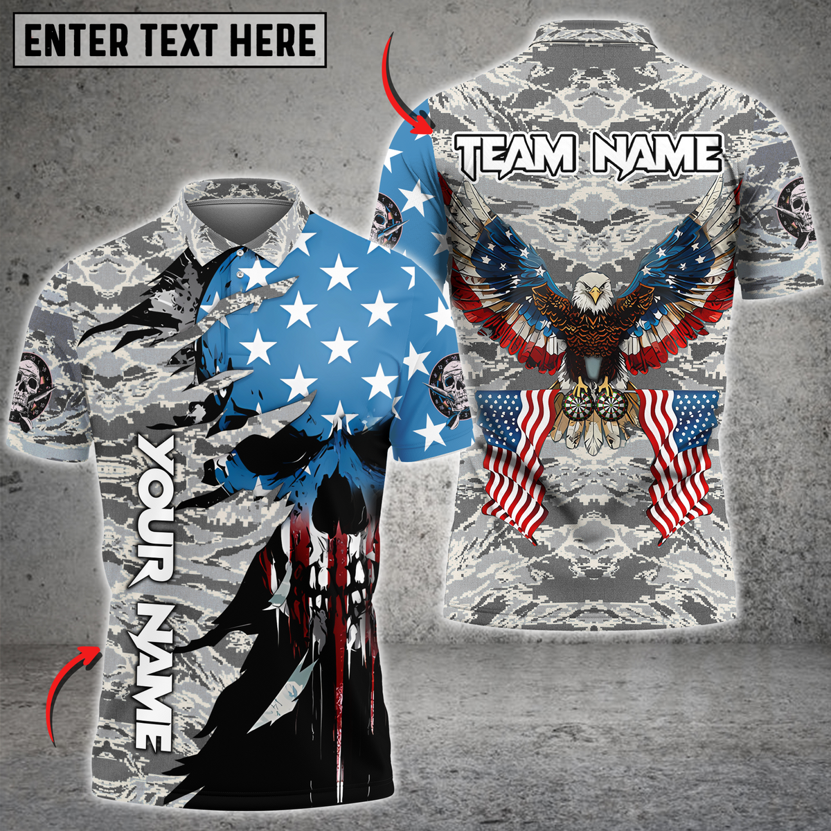 Blisscorners Darts Patriotic Eagle Multicolor Customized Name, Team Name 3D Shirts