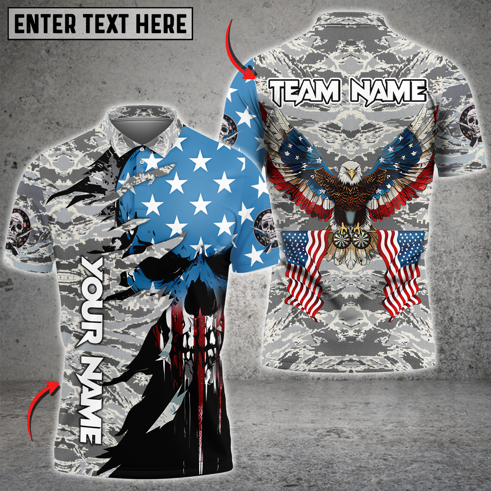Blisscorners Darts Patriotic Eagle Multicolor Customized Name, Team Name 3D Shirts