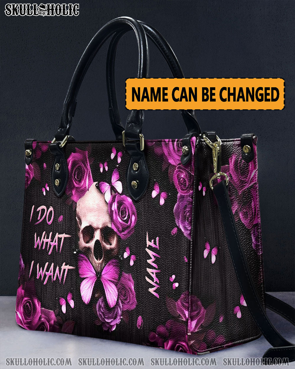 BLISSCORNERS I DO WHAT I WANT SKULL ROSE LEATHER HANDBAG