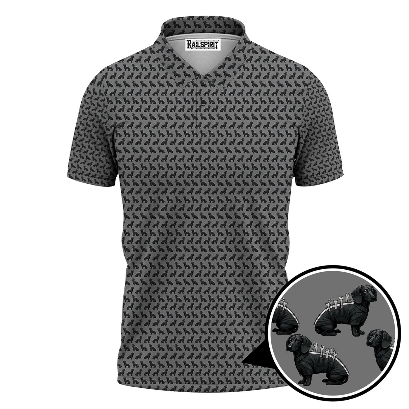 Blisscorners Funny Dog Mechanic Shirt, Dachshund and Wrench Pattern Printed Shirt Presents For Mechanics