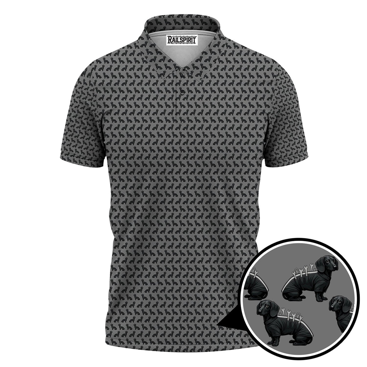 Blisscorners Funny Dog Mechanic Shirt, Dachshund and Wrench Pattern Printed Shirt Presents For Mechanics