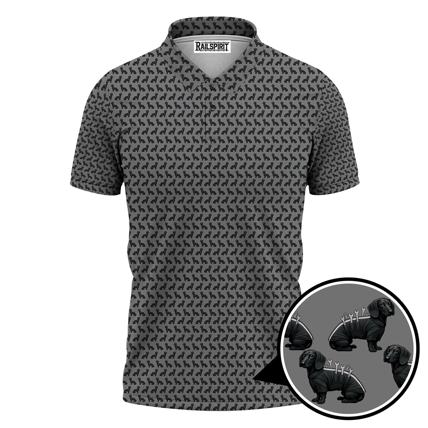 Blisscorners Funny Dog Mechanic Shirt, Dachshund and Wrench Pattern Printed Shirt Presents For Mechanics